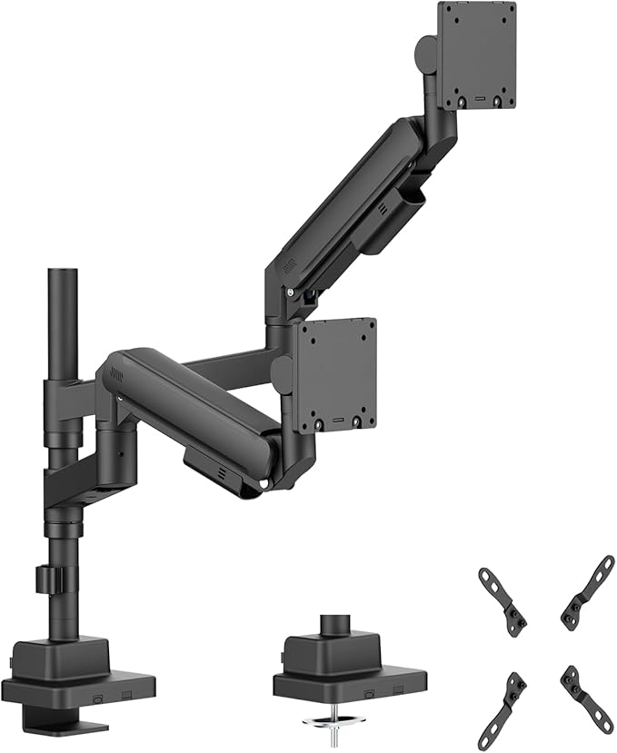 Dual Monitor Arm for 17-57 Inch Ultrawide Screens – Heavy Duty Monitor Arm Desk Mount – VESA Mount with Clamp and Grommet Base – Holds Up to 59.4 lbs. Each