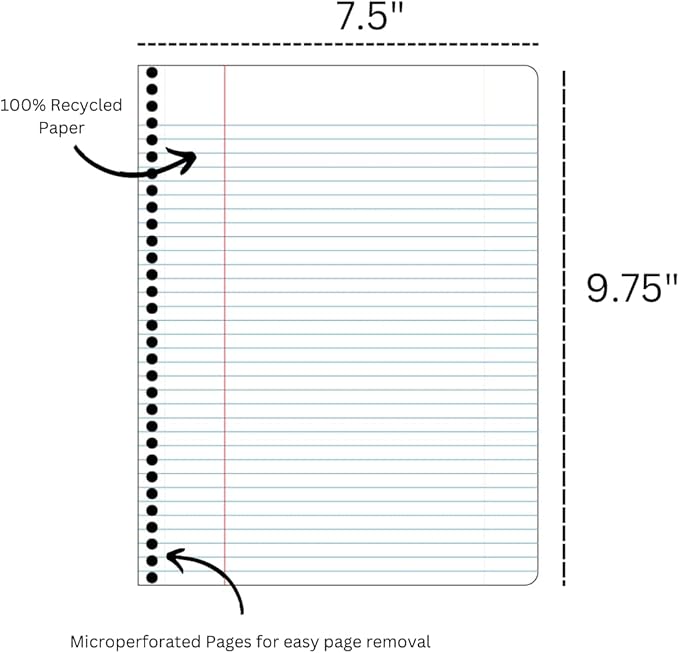 Decomposition 4-Pack Flowery Bouquet College Ruled Spiral Notebook - 9.75 x 7.5 Journal with 160 Lined Pages - 100% Recycled Paper - Cute Notebooks for School Supplies, Home & Office - Made in USA