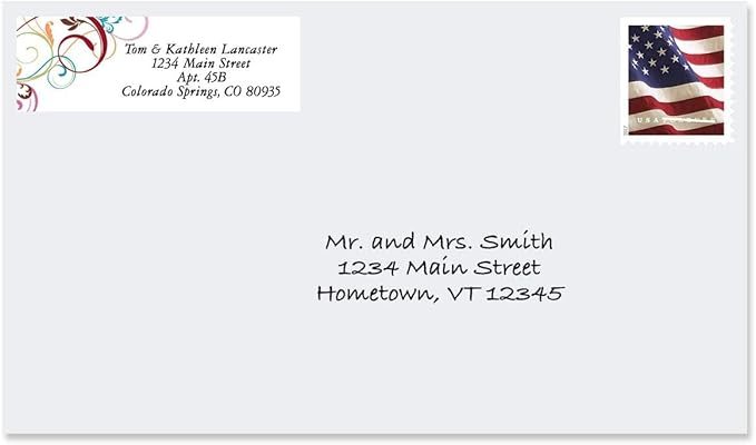 Colorful Images Fantasia Rolled Personalized Return Address Mailing Labels with Dispenser, Customize with Name & Shipping Address, 500 ¾” x 2½” Self Adhesive, Easy Peel Label Roll