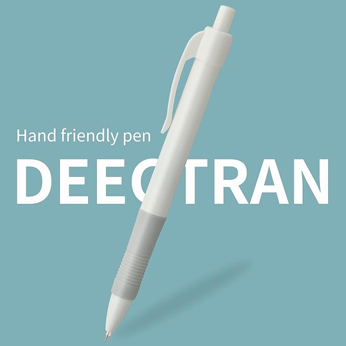 deegtran 50 Pack White Barrels Retractable Black Ink Fine Point Smooth Writing No Smear Gel Pens, 0.7MM