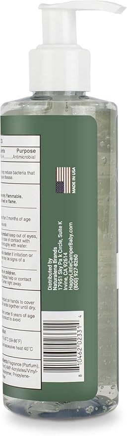 Happy Little Camper Hand Sanitizer with Lemon Zest Scent - Moisturizing Gel with Vitamin E & Antimicrobial Formula- Contains 70% Ethyl Alcohol - Travel Size, Made in USA - 2x 8oz bottles