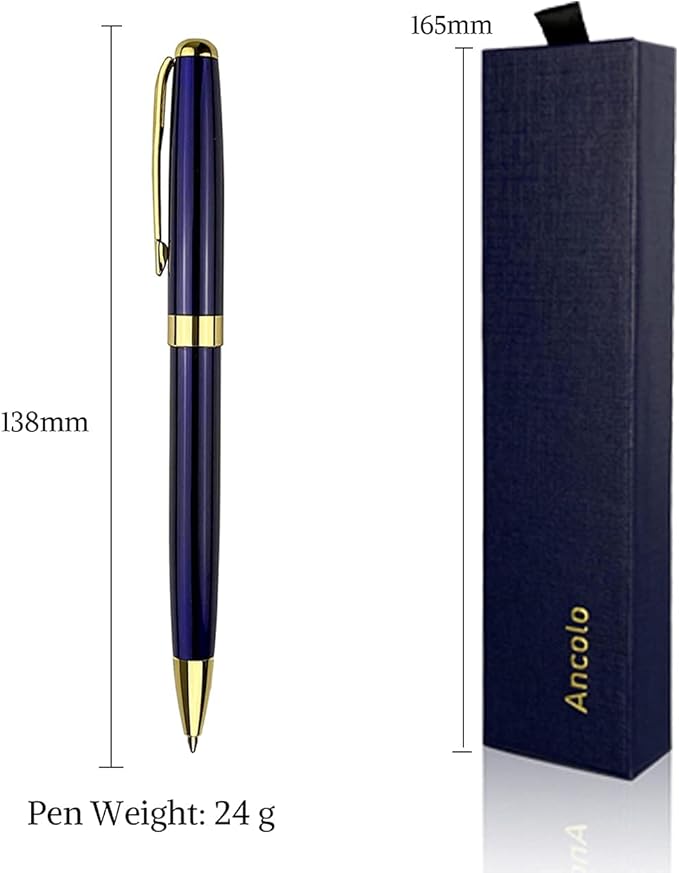 Ancolo Personalized Luxury Ballpoint Pens Writing Set Fancy Nice Gift Pen Set for Friends Executive Business Office - Custom with Your Name or Message with 10 extra Refills