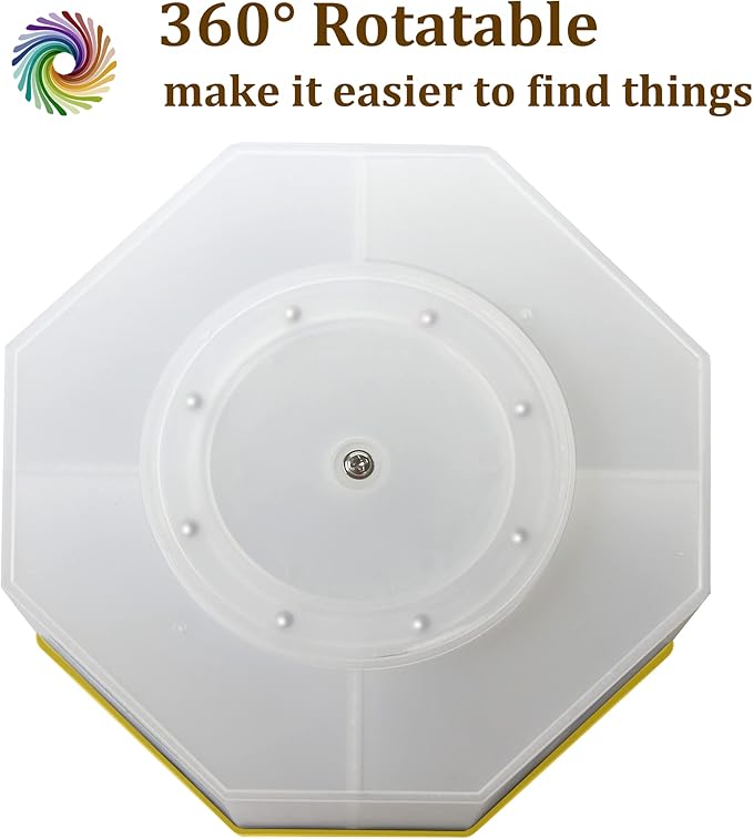 Desk Organizer, 360-Degree Rotating Multi-Functional Pen Holder, 5 Compartments Desktop Stationary Organizer, Home Office Art Supply Storage Box Caddy