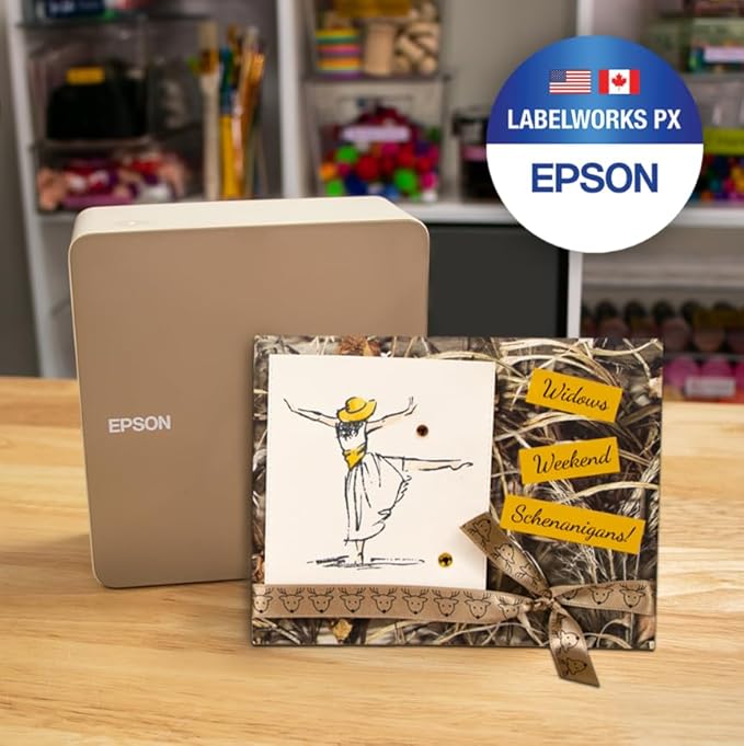 Epson LABELWORKS 218BMYPX Genuine PET (Polyester) Tape Cartridge - Black on Matte Yellow Designer Craft Label Maker Tape - 3/4" (18MM) Wide, 26'