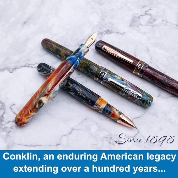 Conklin 1898 Fountain Pen, Misto Green - Extra Fine Nib | Luxury Writing Instrument with Unique Resin Blend | JoWo Stainless Steel Nib Made in Germany | Ideal for Pen Enthusiasts