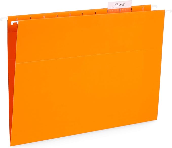 Blue Summit Supplies Hanging File Folders, 25 Reinforced Hang Folders, Designed for Home and Office Color Coded File Organization, Letter Size, Orange, 25 Pack