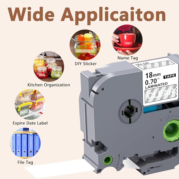 Hehua 18mm 0.7 Laminated Clear Tape Compatible for Brother P-Touch TZe-145 TZe145 TZ-145 TZ145 TZe TZ Label Tape for Ptouch PT D400 D600 P710bt, 3/4'' x 26.2ft White on Clear, 3 Pack