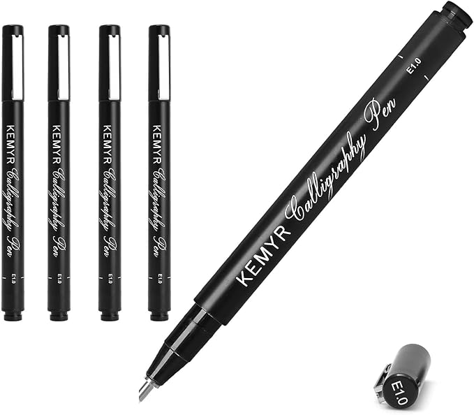 4 Micro Fine liner Drawing Art Pens Calligraphy Pens: E1.0 Size Black Art supplies Waterproof Archival Black Ink Markers For Artists,Use for Professional Watercolor,Sketching