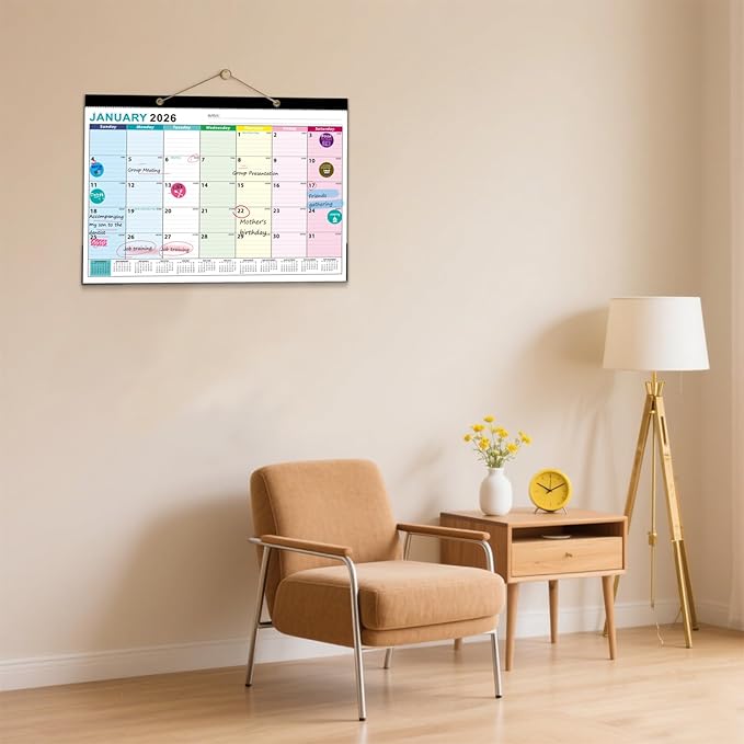 Desk Calendar2026-2027, With 3 sticker, 18 Month Calendar Running to June 2027-17" x 12" Desktop/Wall Monthly Calendar for Homeschool or Office