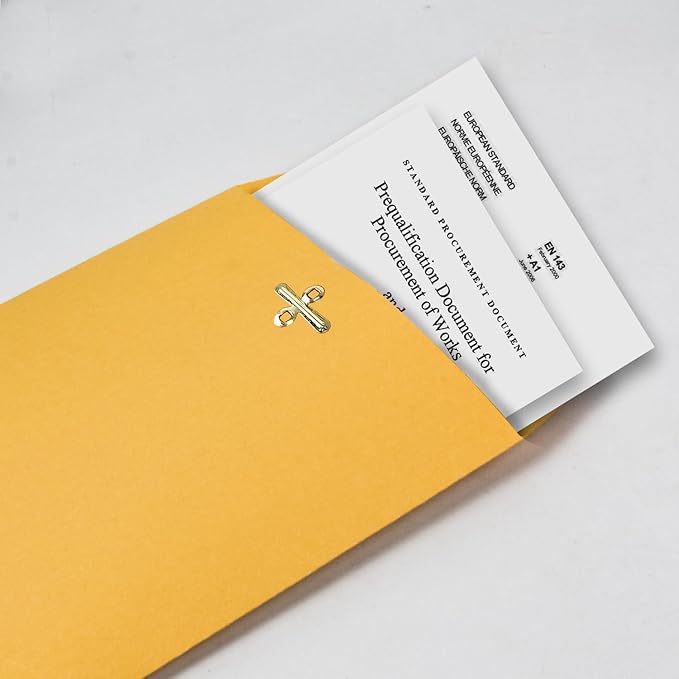 6” x 9” Clasp Envelopes with Gummed Seal Brown Kraft Catalog Envelopes Clasp Mailing Envelopes for Home, Office, Business 28 lb Kraft Paper,Pack of 50