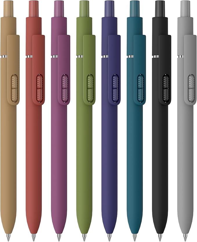 Black Ballpoint Pens, 8Pcs 1.0mm Medium Point Smooth Writing Pen, Quick Dry Black Ink Pens for Journaling, Nurse, Aesthetic Gifts (Vintage-8pcs)