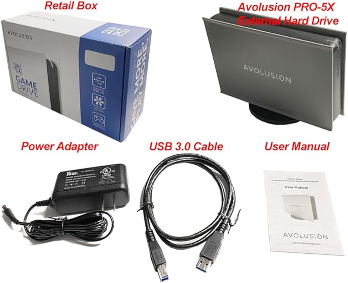 Avolusion PRO-5X (Grey) 20TB USB 3.0 External Hard Drive for PC, Mac, Xbox (Renewed)