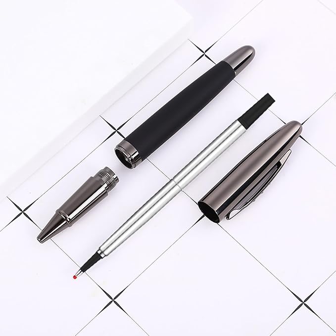 DunBong Quink Ink Rollerball, Compatible with Parker Rollerball Pens, 0.7mm Medium Point Black Ink Refill Pack of 5, Replaceable Gel Ink Pen Refills, Smooth Writing (Black-0.7mm)