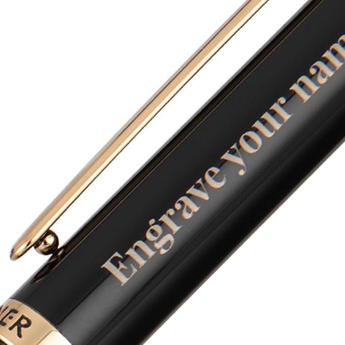 BEILUNER Black Personalized Pen,Stunning Luxury Lacquer With 24K Gold,Schneider Ink Refills,Multiple Fonts To Custom Rollerball,Gift Pen For Men & Women,Executive,Graduation,Christmas,Nice Pens
