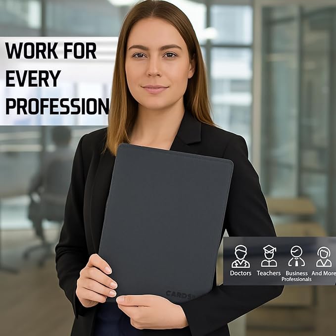 CARDSILK, Leather Zipper Portfolio Binder with Wired Charging, Clipboard – Business Organizer Padfolio folder with Built-in Power Bank, Tablet Slot, Zip Up Binder & portfolio clipboard for Women/Men