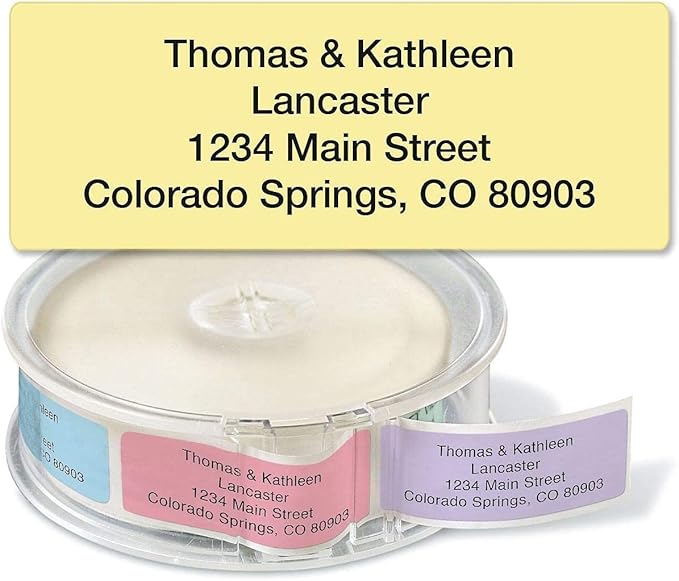 Colorful Images Pastel Multicolor Rolled Return Address Mailing Labels with Dispenser, Customize with Name & Shipping Address, 500 Self Adhesive, Easy Peel Sticker Label Roll, 3/4" x 2 1/2"