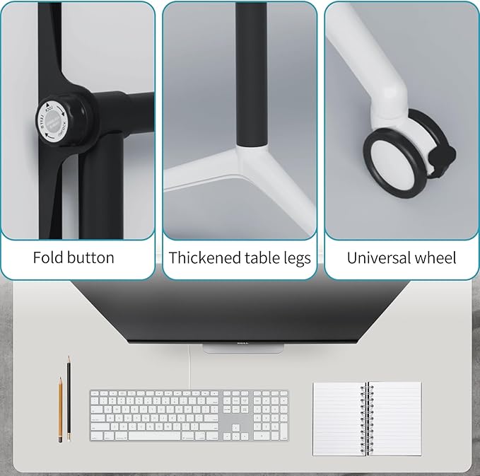 Folding Conference Table, Modern Conference Room Tables with Flip-Top Design, Foldable Conference Table Meeting Table with Wheels, Mobile Seminar Training Tables for Office Classroom (4, White 2)