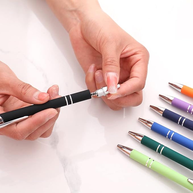 Ballpoint Pen with Stylus Tip, Soft Touch Click Metal Pen, 1.0mm Medium Point, Black Ink, 12 Count(Black)