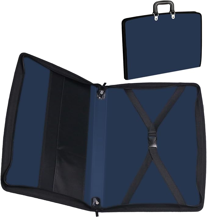 Acocony 11x17 Portfolio with Zipper Closure PP Material Oxford Cloth Edge Waterproof Blue 1 Pack