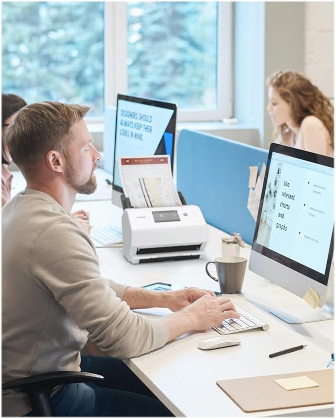 Canon imageFORMULA R50 Business Document Scanner for PC and Mac - Color Duplex Scanning - Connect with USB Cable or Wi-Fi Network - LCD Touchscreen - Auto Document Feeder - Easy Setup