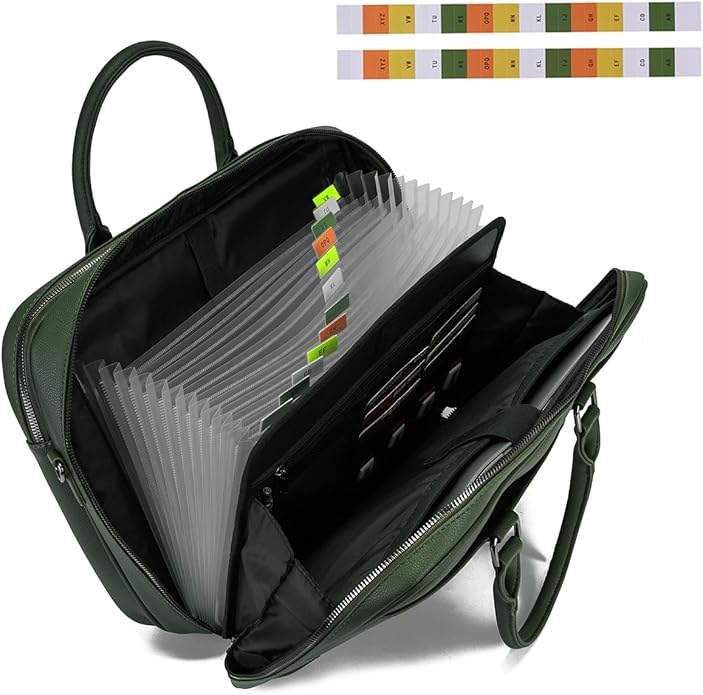Accordian File Organizer with Handle,briefcase,15.6 in Laptop Bag Portable Document Organizer Handbags Back packs