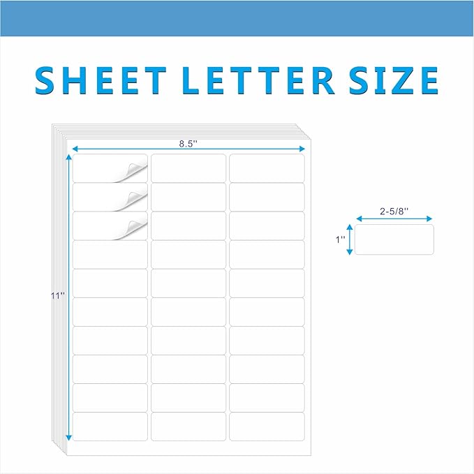 Address Labels, JIQEZNL Premium 1" x 2-5/8" Mailing Labels for Envelopes, 3000 Address Label Sticker Paper for Laser/Ink Jet Printer, White Blank Printable Sticker Labels 30 Per Sheet 8.5"×11"