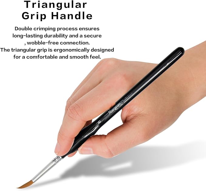 10 Pieces Exquisite Detail Paint Brush Set with Copper Tube and Special Double - Wire - Binding Process,Birch Wood Pen,Triangular Grip. Suitable Oil, Watercolour, Acrylic, Digital Painting