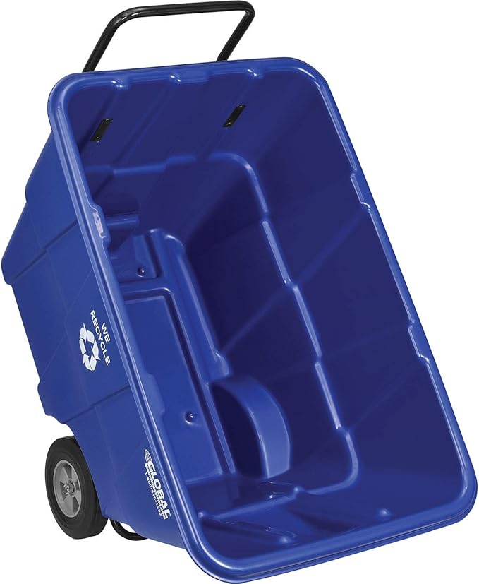 Global Industrial Standard Duty Plastic Recycling Tilt Truck 1/2 Cubic Yard Capacity 850 Lb. Capacity, Blue, Cart for Construction Commercial Industrial Transportation