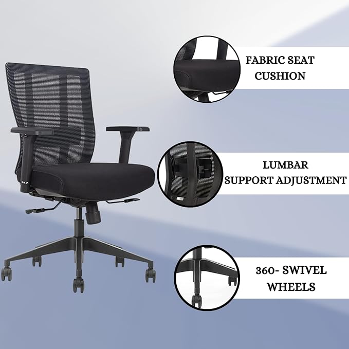 Bitchair Ergonomic Mesh Conference Room Chair - Adjustable Lumbar Support Computer Desk Chair with Height Adjustable Arms - Seat Depth Adjustable Office Chair - (Black) (Pack of 4)
