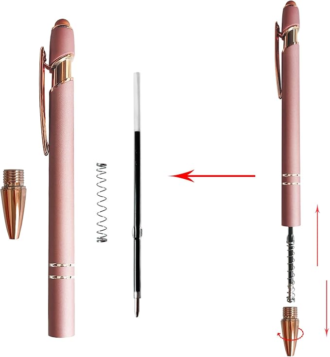 Aozora 18 Pack Ballpoint Pens Smooth Writing 2-in-1 Stylus Retractable Ballpoint Pen with Stylus tip Office Decor Metal Stylus Pen for Touch Screens 1.0mm Black Ink (9 Pens with 9 Refills)