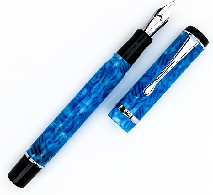 Conklin Duragraph Fountain Pen Ice Blue - Medium Nib, Timeless Writing Instrument with Cool Blue Finish