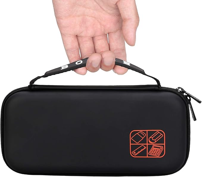 BOVKE Hard PU Graphing Calculator Carrying Case for TTexas Instruments TI-30XS Multiview/TI-34 Multiview/TI-36X Pro Scientific Calculator, Extra Pocket for USB Cables Pens Other Items, Black