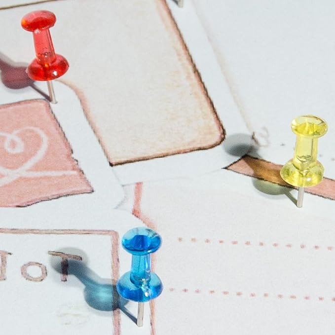 100 Pack Push Pins Tacks, Clear Plastic Head, Steel Point,Thumb Tacks for Bulletin Board,Stick Pins Thumb Tacks for Cork Board Wall Hangings (100, Colorful)