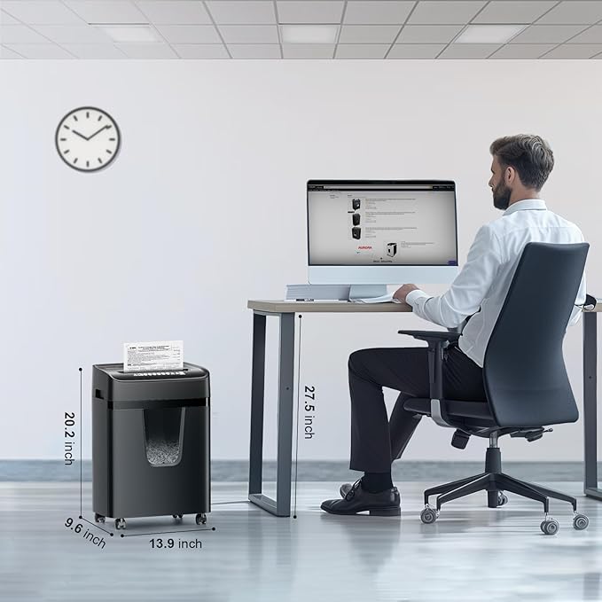 Bonsaii 12 Sheet Paper Shredder for Home Office, Heavy Duty Cross Cut Shredder with 5.5 Gal Pullout Bin, Home Shredder for CDs/Credit Card/Document/Mail, P-4 Security Level