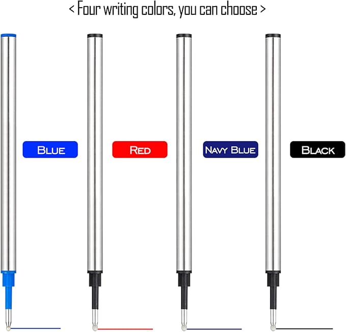 DunBong Rollerball Pen Refills, Roller Ball Fine Point 0.5mm, Red Ink Refill Pack of 5 - Replaceable Ballpoint Pen Refills Medium Point (Navy Blue)