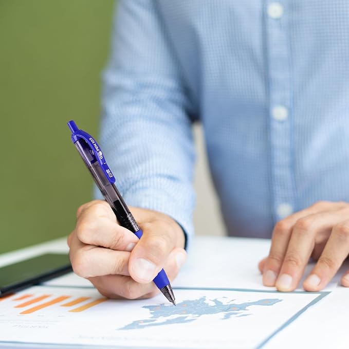 EYEYE G-103 Retractable Gel Pen 0.5mm, 50 Pack Extra Fine Point Blue Ink Pens Quick Drying, Ballpoint Pen Fine Point Smooth Writing Pens for for Office School Supplies