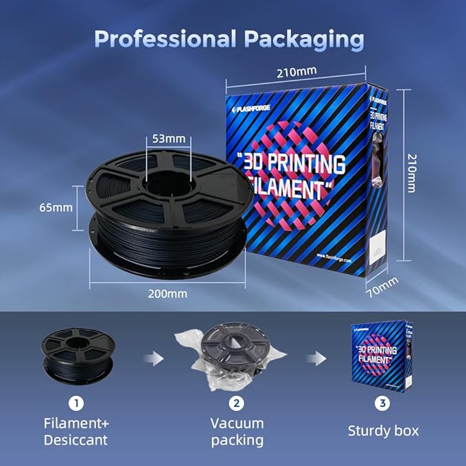 FLASHFORGE Carbon Fiber PLA Filament 1.75mm, Carbon Fiber Reinforced PLA 3D Printer Filament, 1KG Spool Dimensional Accuracy +/- 0.02mm, High Strength & High Abrasion-Resistance (PLA-CF Midnight Blue)