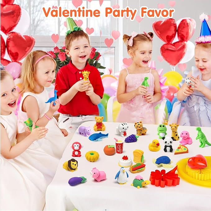 60 Pack Animal Pencil Erasers for Kids, 3D Mini Puzzle Take Apart Erasers, Desk Pets & Treasure Box Toys, Bulk Party Favors, Classroom Prizes, School Supplies, Gift for Boys & Girls
