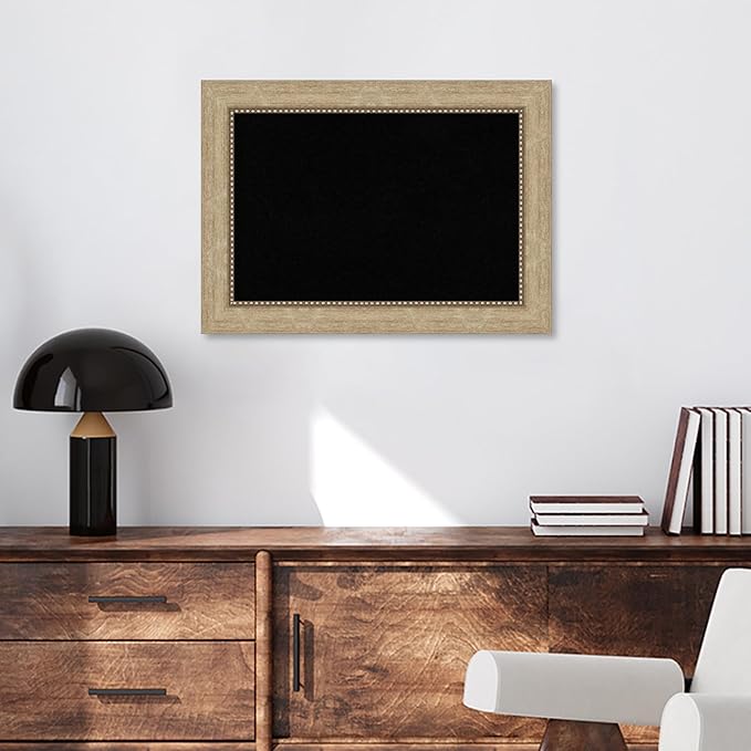 Amanti Art Black Cork Board for Wall, 21x29 Vision Board with Gold Frame, Medium Corkboard Office Decor for Home Organization, Casual Corkboard Pinboard to Display Items for Home Organization in