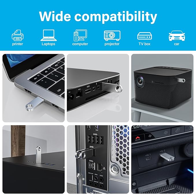 ABLAZE Custom Flash Drive 256MB 10 Pack, Personalized USB with Your Logo Metal Thumb Drives USB 2.0 Memory Stick Pendrive (Sliver)