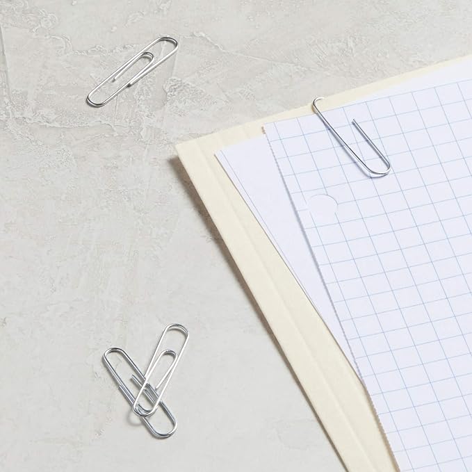 Amazon Basics No. 1 Paper Clips, Smooth, 1000 Count (10 Pack of 100), Silver