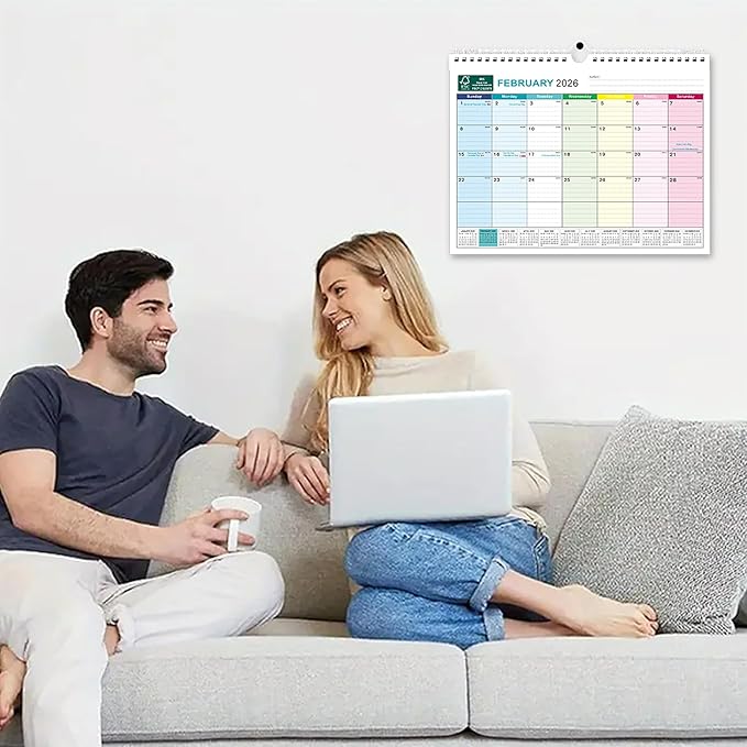 BOCT Wall Calendar 2025-2026 - Includes July 2025 to December 2026-18 Monthly Daily Planner 13 x 9.6 Inches, Julian Dates for New Year Christmas Gifts