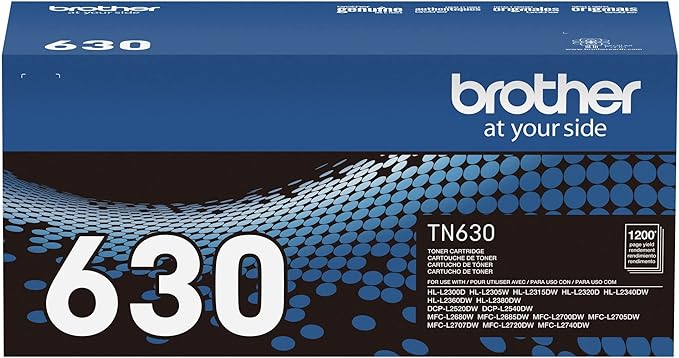 Brother Genuine Standard Yield Toner Cartridge, TN630, Replacement Black Toner, Page Yield Up To 1,200 Pages, Amazon Dash Replenishment Cartridge
