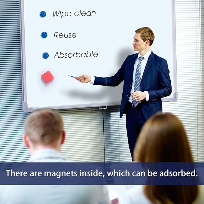 Dry Erase Erasers, Eeoyu 40 Pack Magnetic Whiteboard Dry Erasers Chalkboard Cleaner Wiper for Kids and Classroom Teacher Supplies Home and Office, 4 Colors