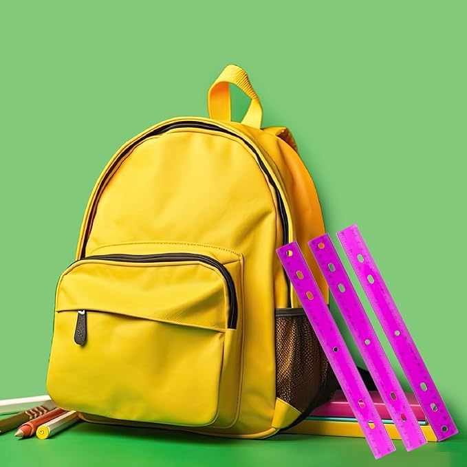 28 Pack Plastic Ruler 12 Inch Transparent Rulers - Metric Bulk for Kids School Office Classroom, Purple