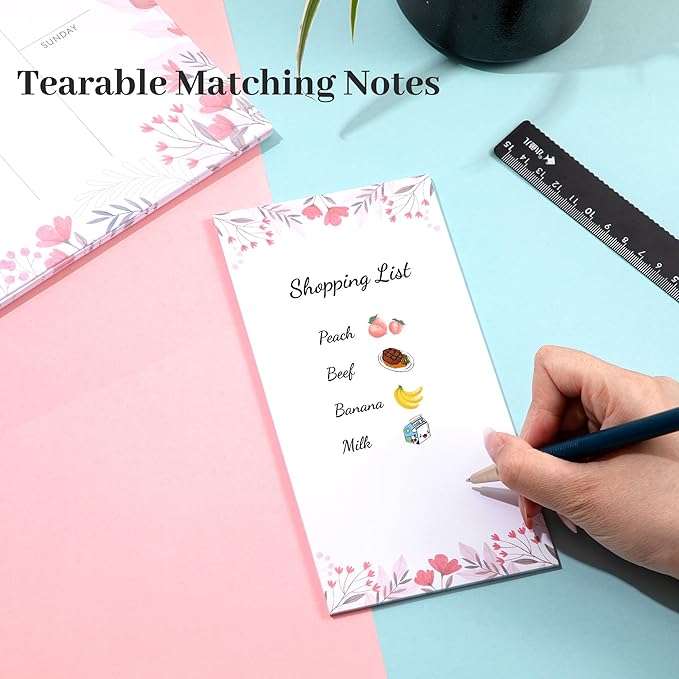 8.5x11 Weekly Planner Notepad Undated To Do List Note pad 52 Weekly Desk Wall Planner Calendar Hangble Daily Planning Pad for Work,Home,School,Ofiice Supplies,Matching 44 Notepad,Pink