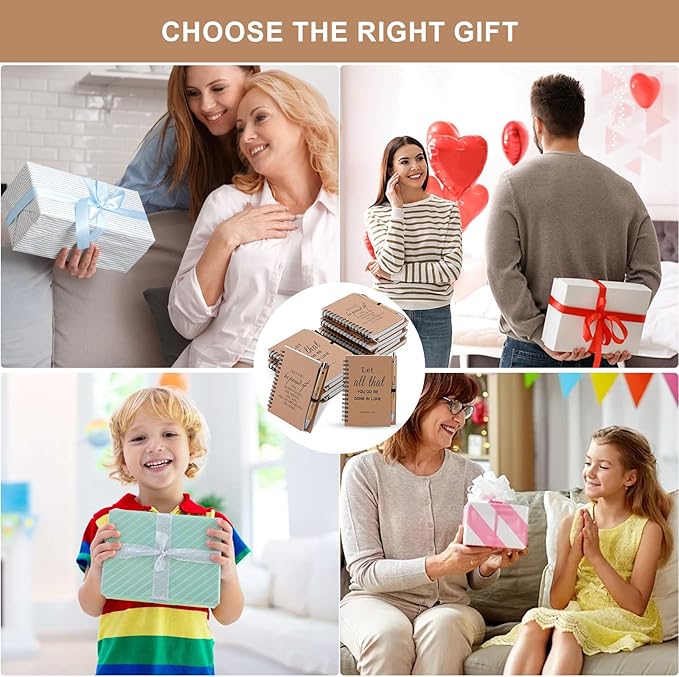 Christian/Encouragement Notebook and Pen Set with Bible Verses,12 Pack Spiral Notebook with Bible Verse Pens and Gift Bags, Prayer Journal, Church Notes,Bible Study Supplies for Church Members