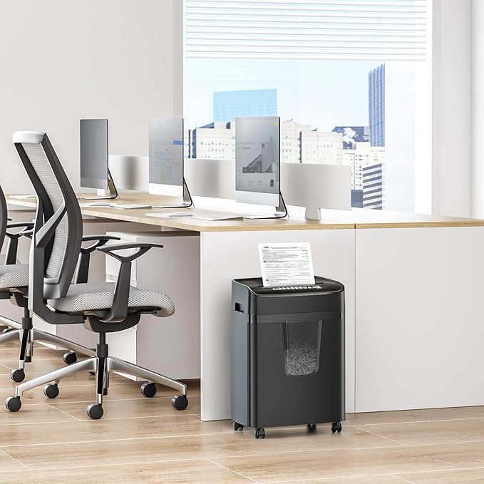 Bonsaii 12-Sheet Micro-Cut Paper Shredders for Home Office, Heavy Duty Document Shredder with 5.5 Gallon Pullout Bin for CD/Credit Card/Staple, 30 Mins Continuous Run Time, P-4 High Security, C282-B