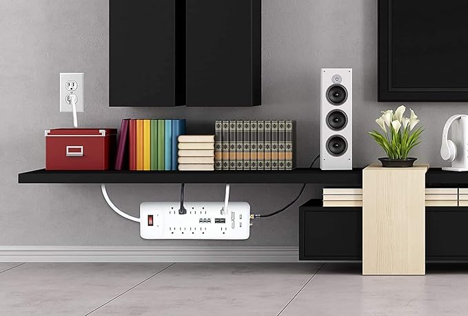 Digital Energy 10-Outlet Straight Plug 4050 Joules Heavy Duty Surge Protector (8 FT, WHT)