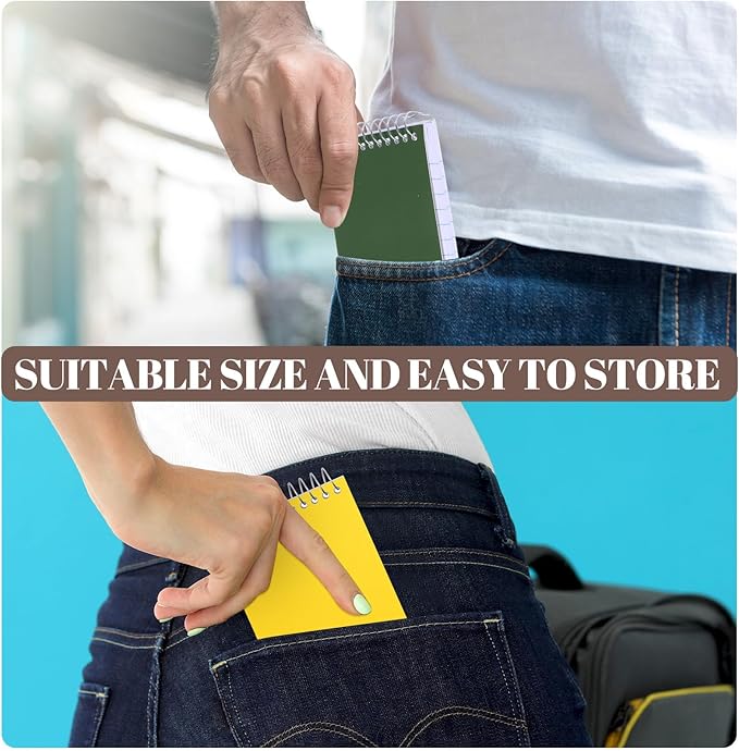 48 Pcs Small Pocket Notebooks 3 x 5 Inch Mini Memo Spiral Notepads Top Bound College Ruled Lined Note Pads for Back School Office Journaling Noting, 75 Sheets/Pad (Classic Color)